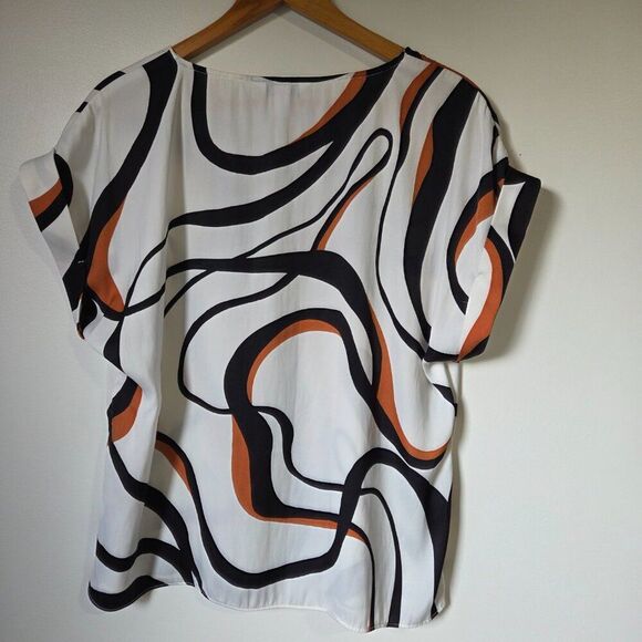 EUC NINE WEST CAP SLEEVES PRINTED TOP SIZE LARGE - Picture 4 of 15